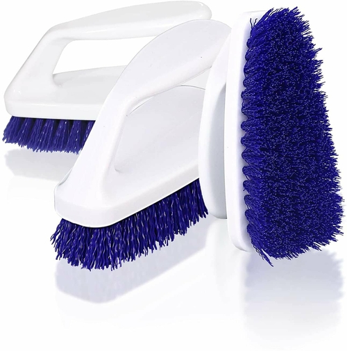 Iron-Handle Scrub Brush 1" 1/8 Blue White Household Scrubber for