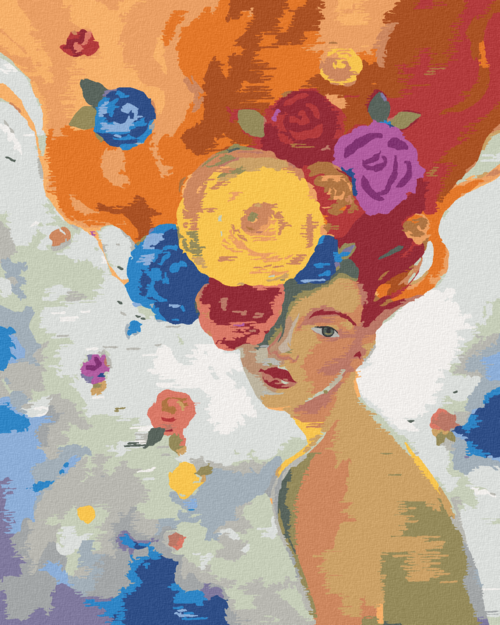 Paint by Numbers - RED-HAIRED WOMAN WITH FLOWERS