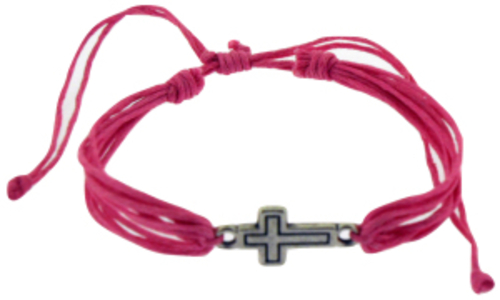 Solid Rock Jewelry 144979 Dark Pink Cotton Adjustable Friendship with 