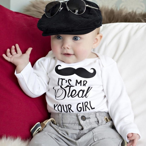 Toddler Kid Boy Moustache Print Long Sleeve