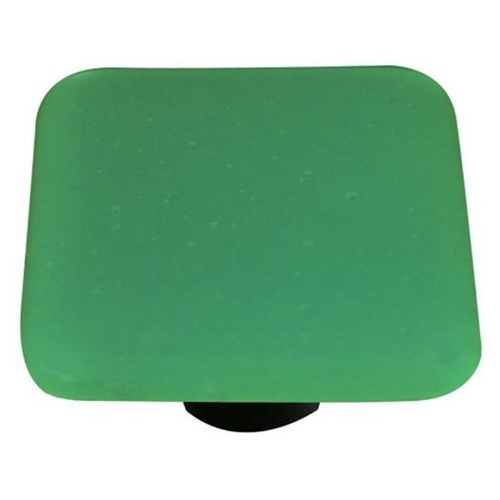 Hot Knobs HK9053-KB Opaline Jade Green Square Glass Cabinet Knob - Bla