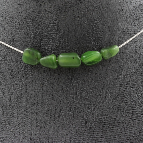 Nephrite Jade from Siberia (Russia) 5 beads necklace.