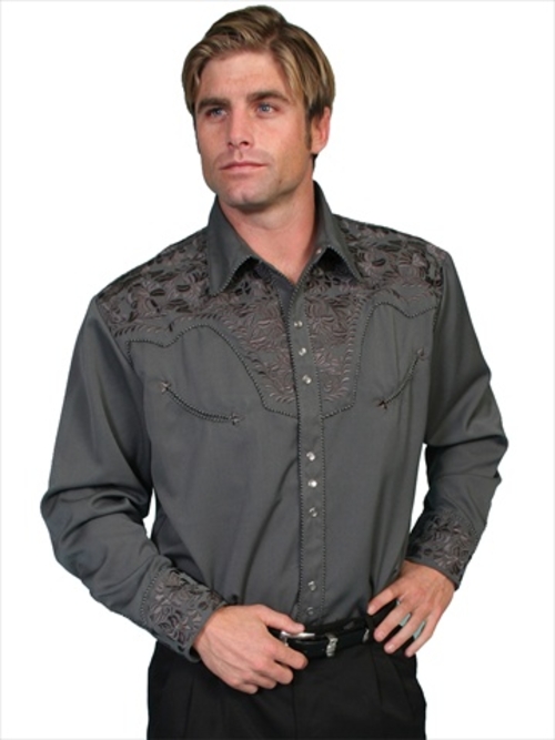 Scully P-634-CHA-XL Mens Western Shirt - Charcoal, Extra Large