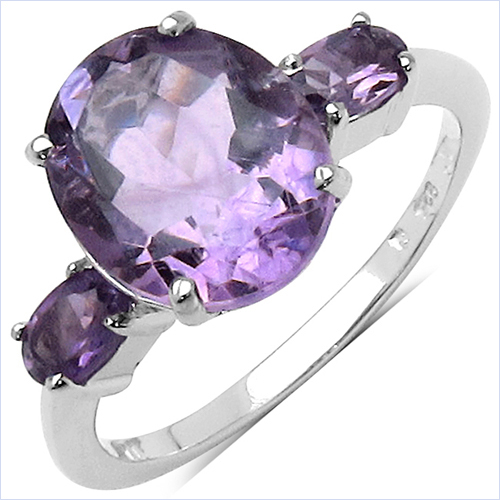 3.62 Carat Genuine Amethyst .925 Sterling Silver Ring
