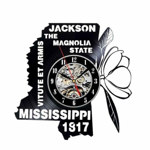 MISSISSIPPI STATE USA HANDMADE VINYL RECORD WALL CLOCK