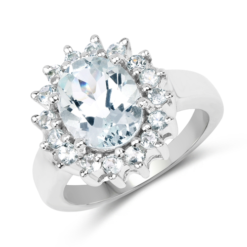 2.73 Carat Genuine Aquamarine .925 Sterling Silver Ring