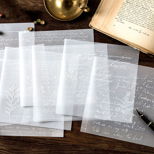 8 Sheets Retro Poetry Flower Transparent Paper