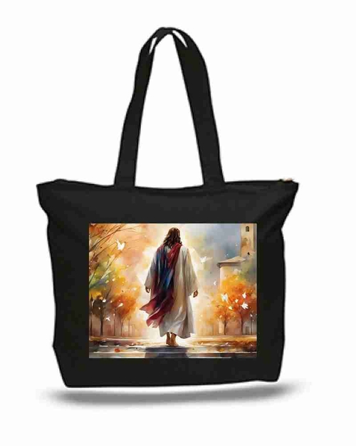 Jesus Walking Art New Zipper Tote Bag