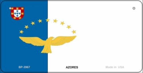 Smart Blonde BP-3967 3 x 6 in. Azores Flag Novelty Metal Bicycle Plate