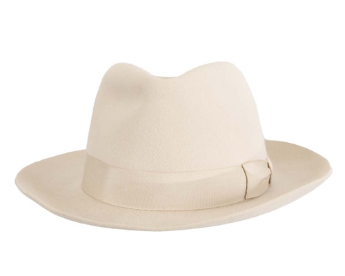 Cream wide brim rabbit fur fedora hat