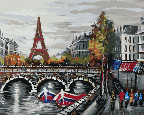 Paint by Numbers - BOATS UNDER THE EIFFEL TOWER