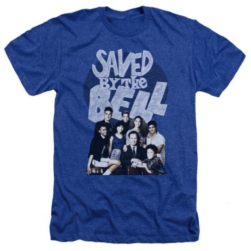 Trevco Saved By The Bell-Retro Cast Adult Heather Tee, Royal - XL