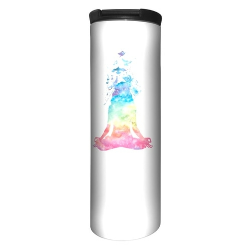 The Mountain 59916000001 17 oz Blank White Namaste Watercolor Barista 