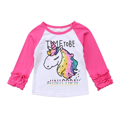 US Stock Toddler Baby Girl Cotton Unicorn Tops