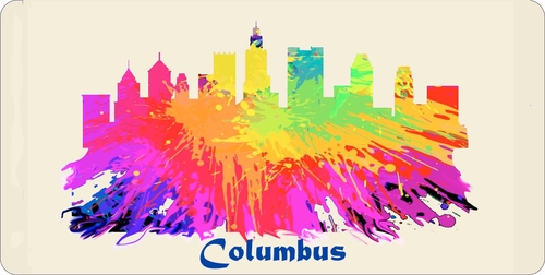 City Of Columbus License Plate Watercolor Art