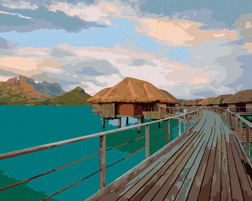 Zuty - Paint by Numbers - MALDIVES - HOUSES (DENNIS FRATES), 40x50 cm