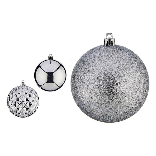 Christmas Baubles Ø 8 cm 3 Units Silver PVC