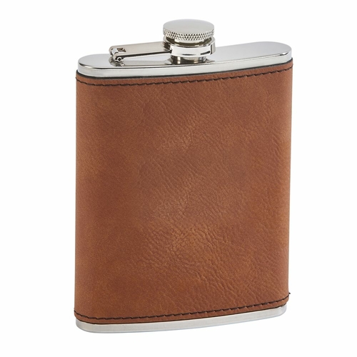 Creative Gifts International 002320 Leatherette Flask, Caramel