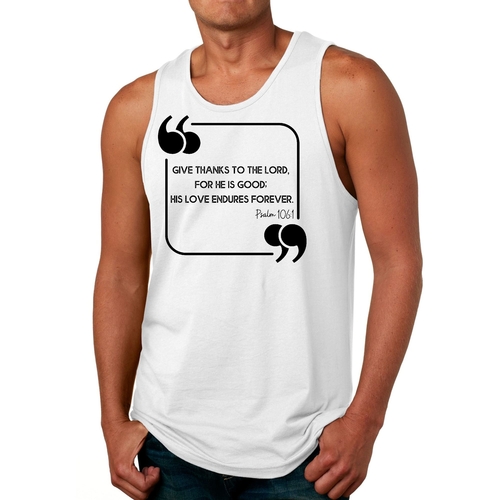 Mens Fitness Tank Top Graphic T-shirt Give Thanks to the Lord Black