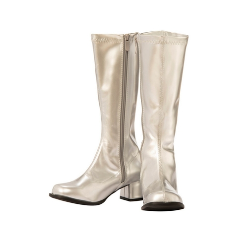 Rubies 278368 Child GoGo Boot - Silver, Size 11-12