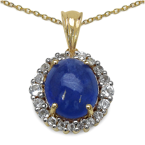 14K Yellow Gold Plated 8.05 Carat Genuine Tanzanite & White Topaz .925