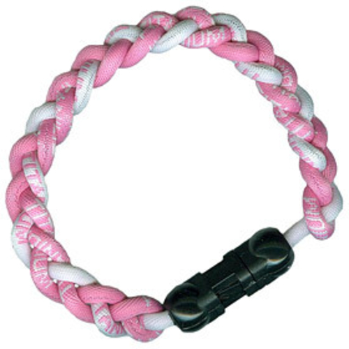 Titanium Ionic Braided Wristband Pink/White