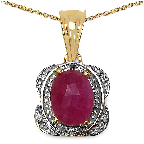 14K Yellow Gold Plated 1.05 Carat Genuine Pink Sapphire & White Topaz