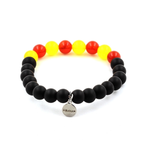 Matte black Onyx + Yellow Agate + Red Agate Bracelet 8 mm Beads.