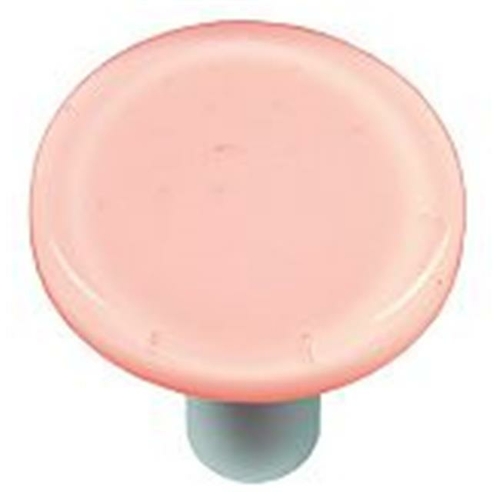 Hot Knobs HK1000-KRA Petal Pink Round Glass Cabinet Knob - Aluminum Po