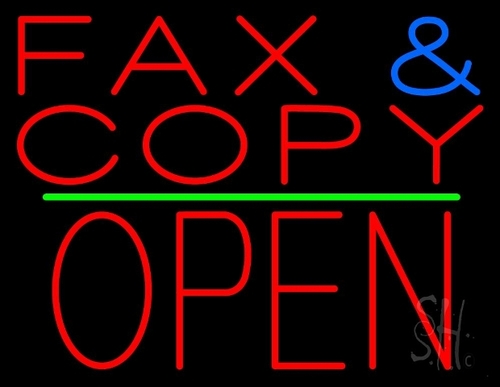 Everything Neon N105-4504 Fax And Copy Open 2 LED Neon Sign 15 x 19 - 