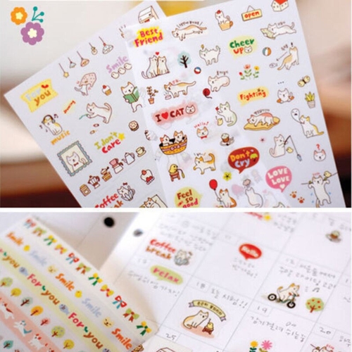 6 Pcs/Set Creative Cat PVC Sticker for DIY