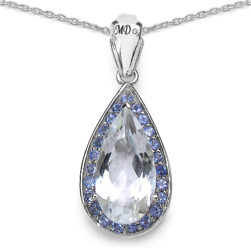 6.04 Carat Genuine Crystal Quartz, Tanzanite & White Diamond .925