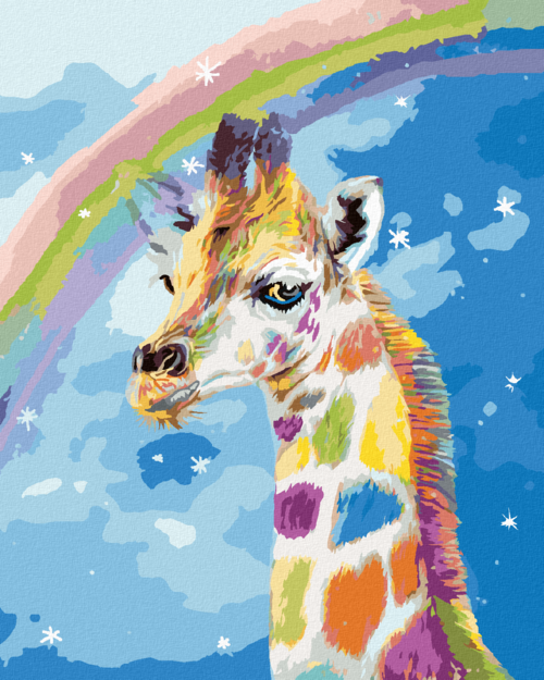 Zuty - Paint by Numbers - GIRAFFE AND A RAINBOW (CAROL CAVALARIS),