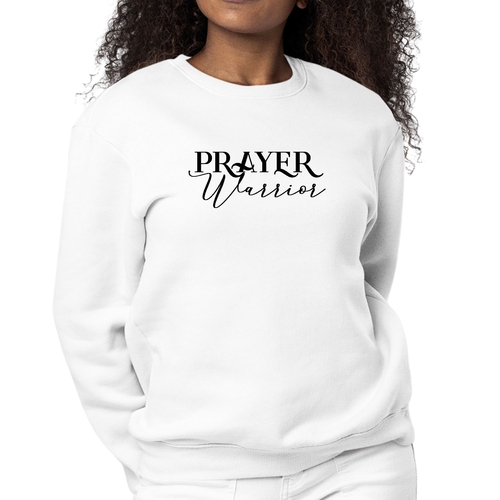 Womens Graphic Sweatshirt Prayer Warrior Script Style Illustration