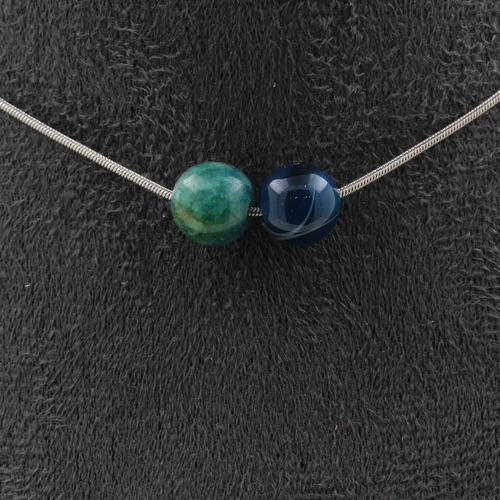 Apatite 2 beads 8 mm necklace. 