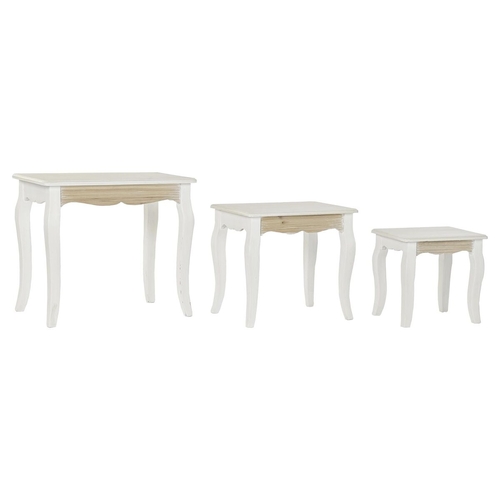 Set of 3 tables DKD Home Decor White Natural Wood MDF Wood 53 x 35 x