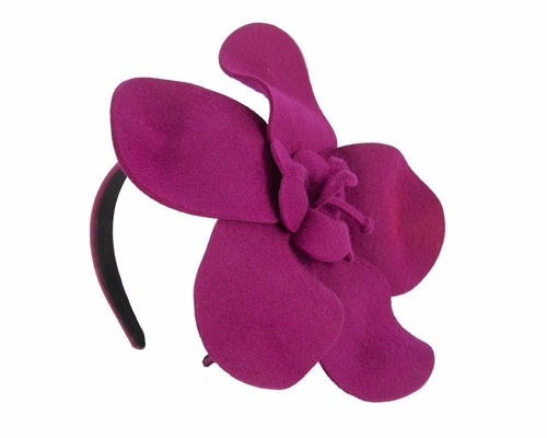 Unusual fuchsia felt fascinator for races J295F