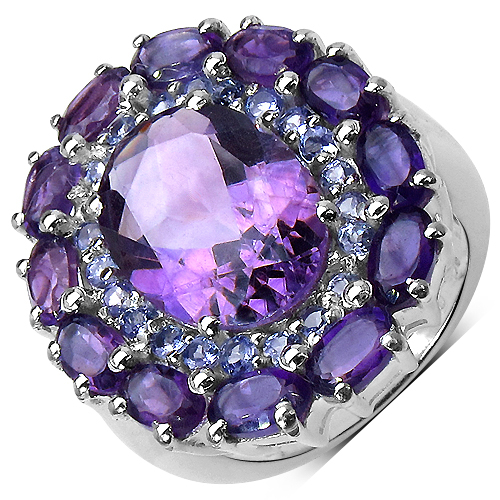 10.00 ct. t.w. Amethyst and Tanzanite Ring in Sterling Silver