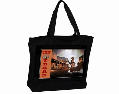 Tote Bag XL Travel Poster Visit Old West Cowboys Texas