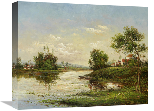 Global Gallery GCS-132480-1620-142 16 x 20 in. Riviere Et VIllage Art 