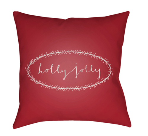 Surya HDY034-1818 18 x 18 x 4 in. Holly Jolly Square Throw Pillow,