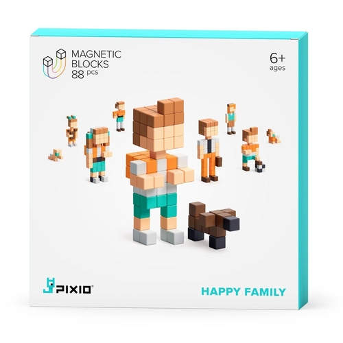 PIXIO Happy Family - 88 Magnetic Blocks in 7 Colors + Free App