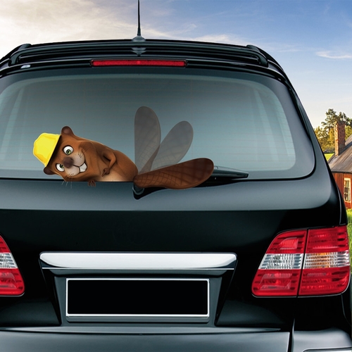 Cartoon Beaver Waving Wiper Decals PVC Car Styling