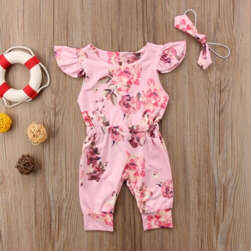 Infant Baby Girls Romper Flower Outfit Summer