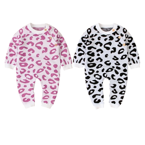 Leopard Print Infant Baby Boy Girl Knitted Romper