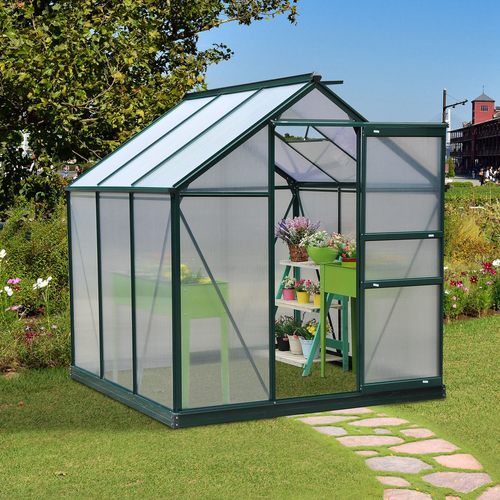 Outsunny 6'x6'x7' Walk-in Greenhouse Polycarbonate Panels Plants
