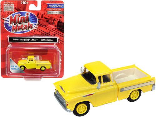 1957 Chevrolet Cameo Pickup Truck Golden Yellow 1/87 (HO) Scale Model