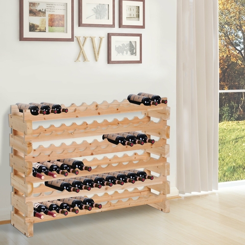 HOMCOM Wood Wine Rack 72 Bottles Holder 6 Tier Stackable Storage Stand