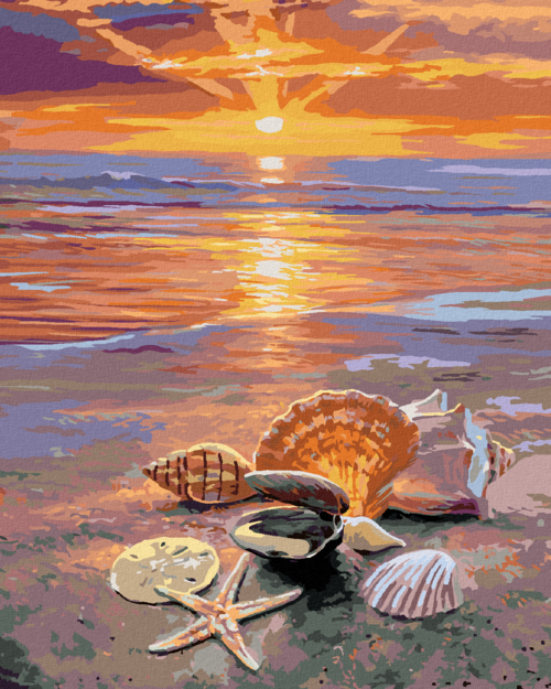 Paint by Numbers - SHELLS ON THE BEACH AND SUNSET (ABRAHAM HUNTER)