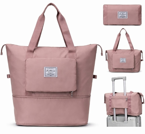 Main Large Waterproof Foldable Travel Bag,Unisex,Korean,Pink Color image